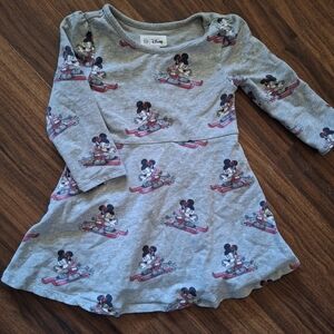 💥Buy2Get1Free💥Disney Kids Dress - Gray with Mickey and Minnie Print